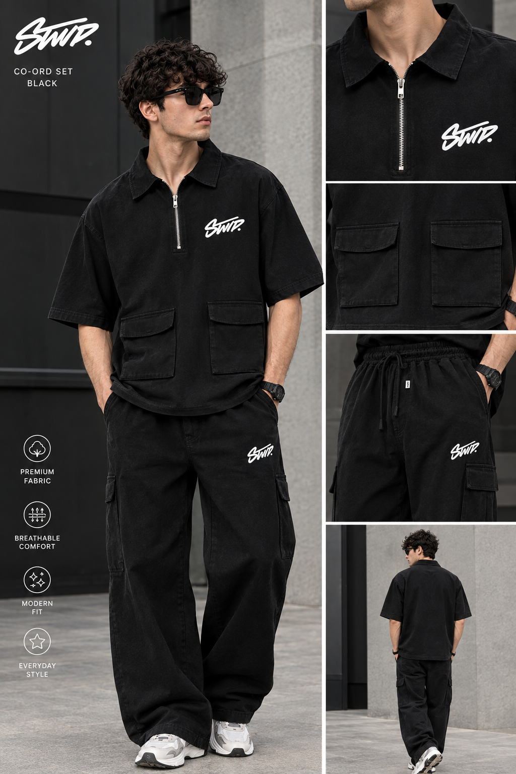 Premium Black Utility  Tracksuit Set