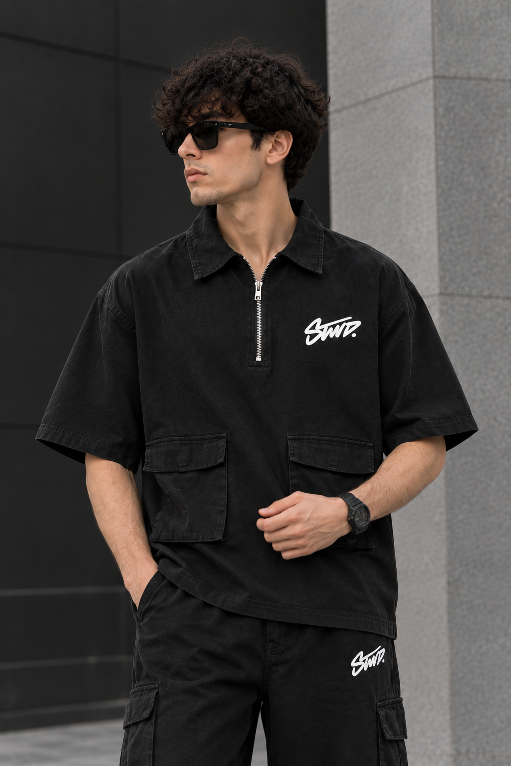 Premium Black Utility  Tracksuit Set